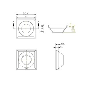 Wall Washer Anti-glarm Trim SL-RF-AF-090A-SW Optical lighting